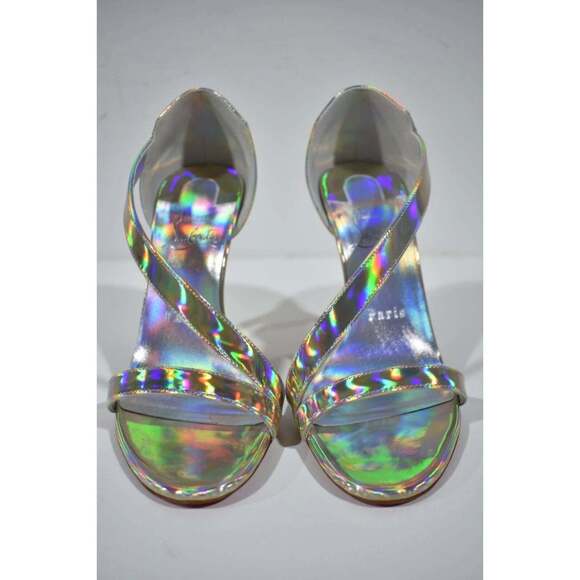 Christian Louboutin Astridal 100 Gold Patent Psychic Strap Sandal Heel Pump 39.5 - Picture 5 of 12
